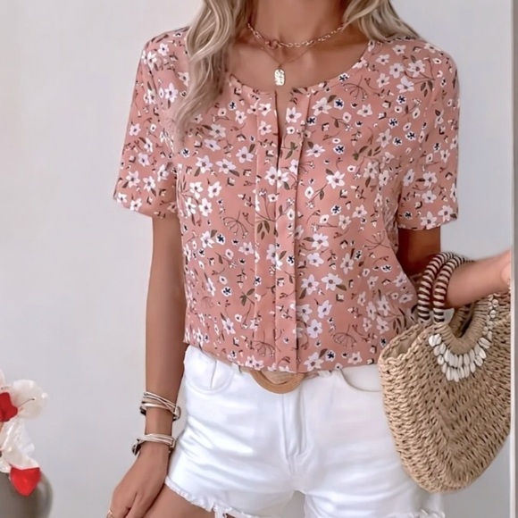 Pink Floral Blouse - Picture 1 of 3